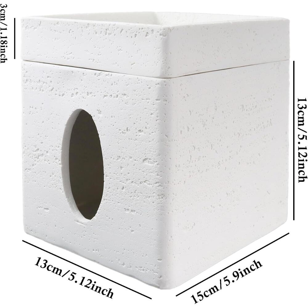 Hymmah Tray Tissue Box Cover Holder Unique Cube Design Tissue Dispenser-White - Picture 5 of 14